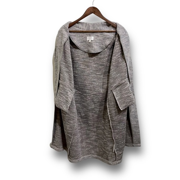 Everly Anthropologie Women's Double Pocket Long Cardigan Button Up Beige Black - Picture 2 of 6